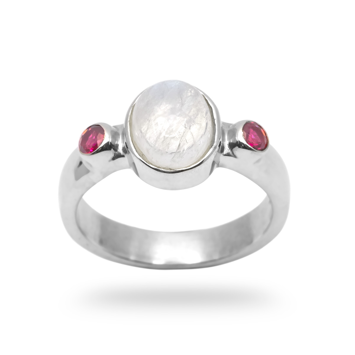 Bague grenat, pierre de lune argent Luna